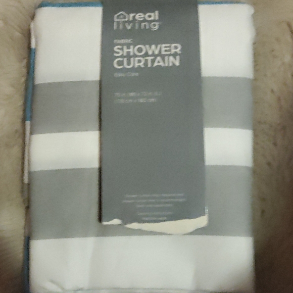 Brand new white gray blue shower curtain - Picture 1 of 3